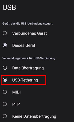 USB Tethering